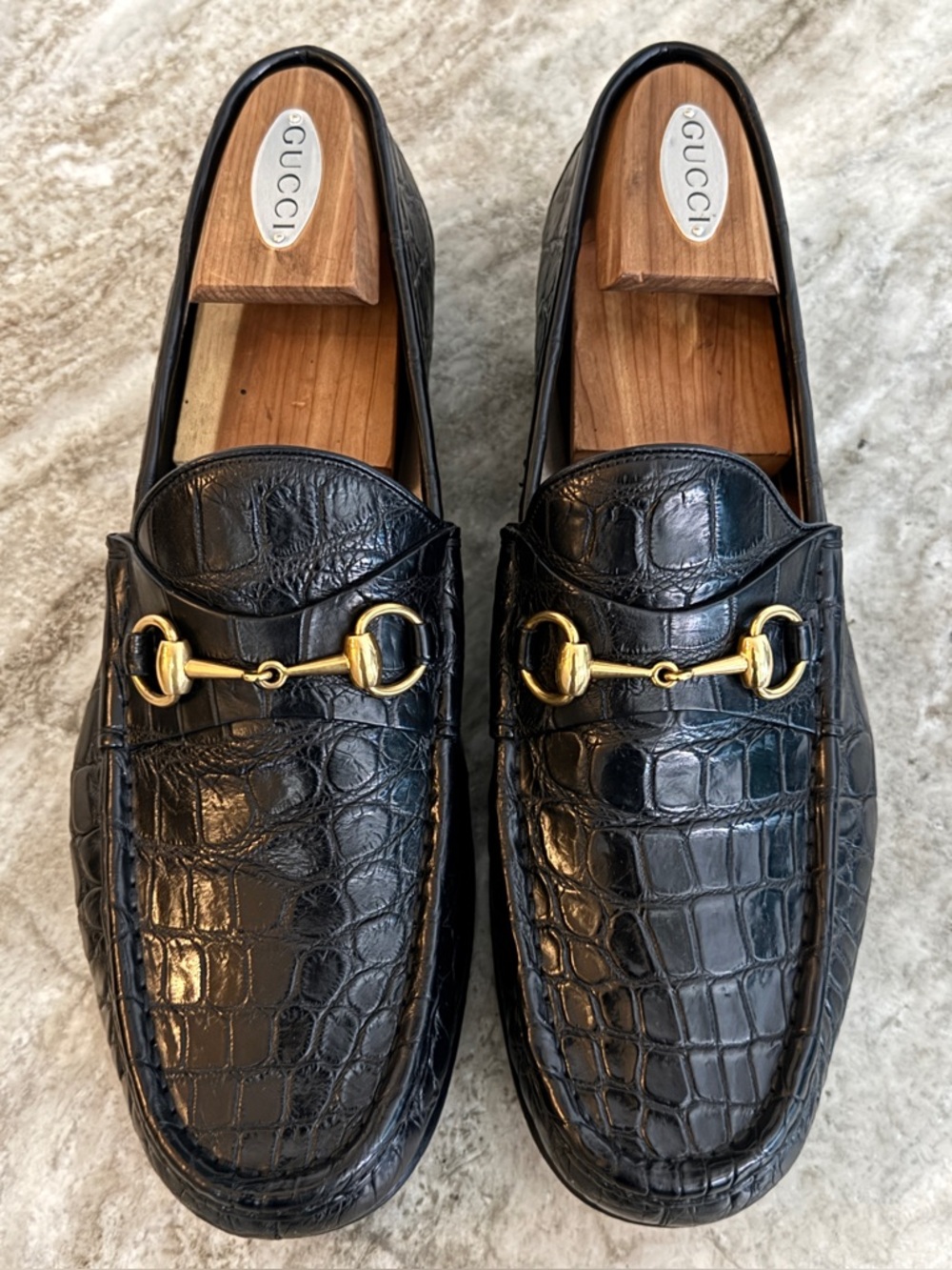 GUCCI 1953 CROCODILE LOAFERS BLACK HORSEBIT JORDAAN 12.5 / US  $4500 ALLIGATOR